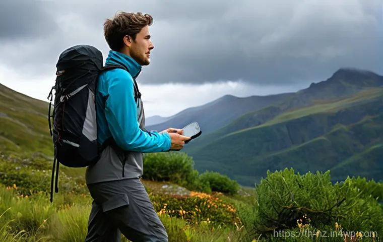 장거리 하이킹 중 날씨 변화 대응 방법 - **Prompt 1: Weather Wisdom and Nature's Whisper**
"A lone hiker, male or female, in their late 2...